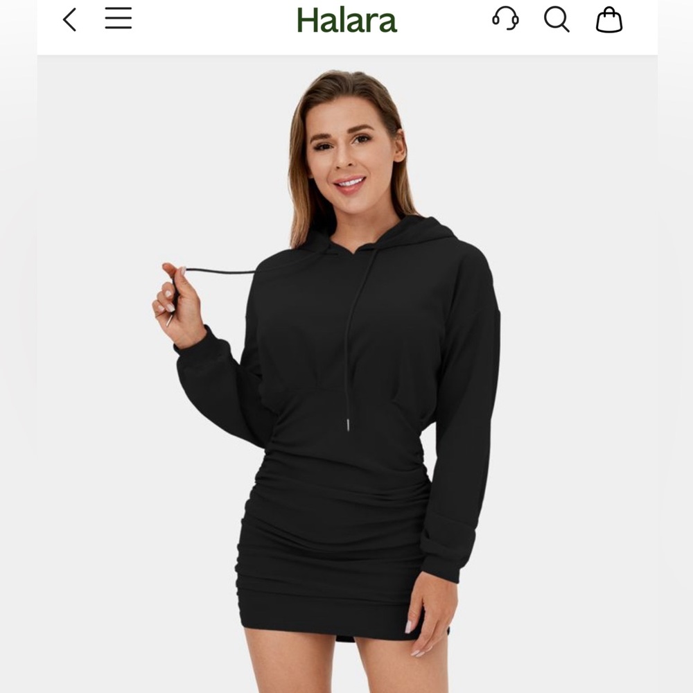 Halara Ruched Bodycon Dress - XL Black